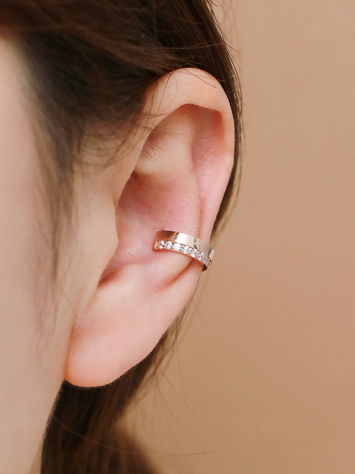 14K Gold Bold Cubic Ear Cuff