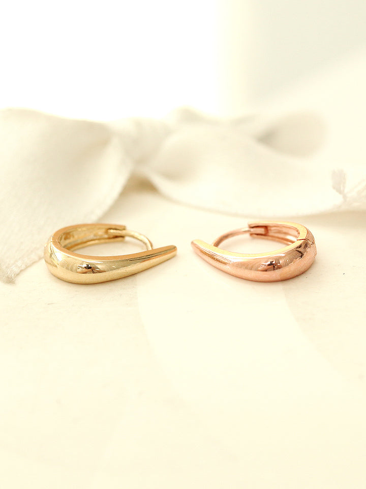 14K Gold Slim Tear Drop Hoop Earring