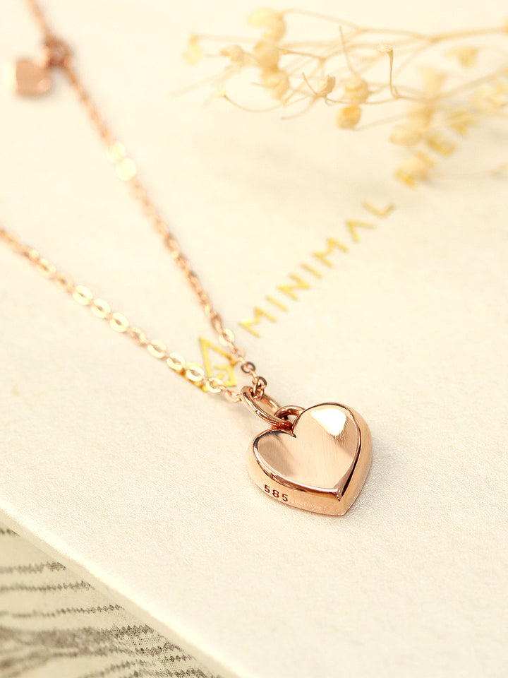 14K 18K Gold Volume Heart Necklace