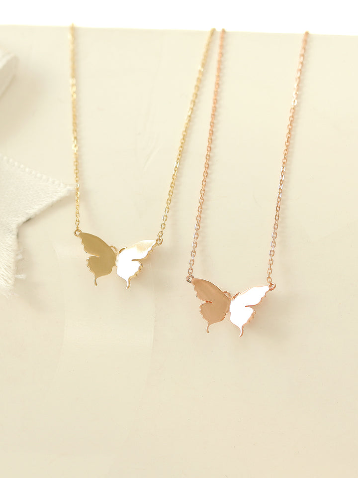 14K 18K Gold Butterfly Necklace