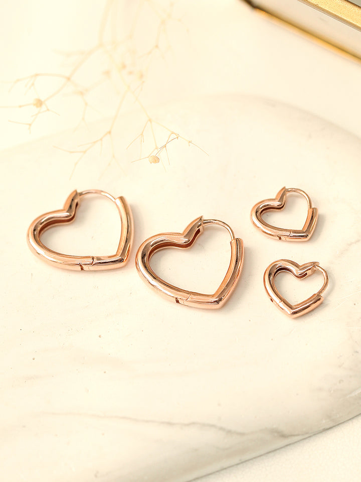 14K Gold Volume Heart Hoop Earring