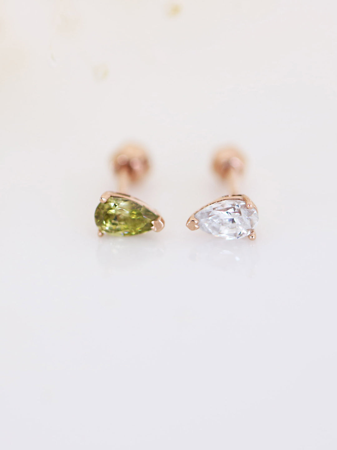 14K Gold Teardrop Cubic Cartilage Earring 18G16G