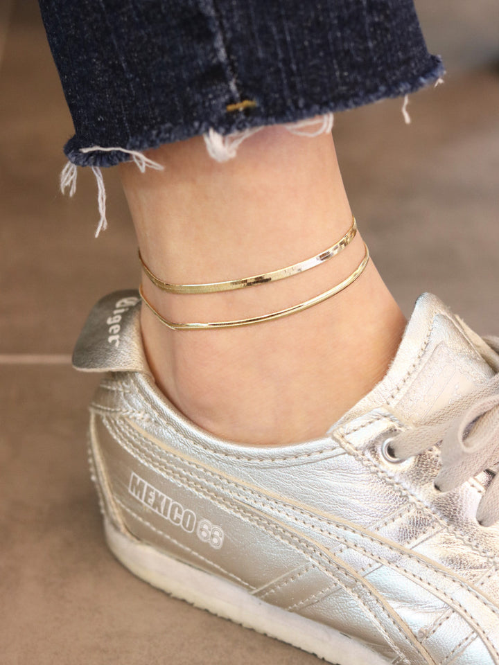 14K Gold Snake Chain Anklet Bracelet