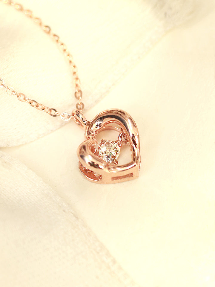 14K 18K Gold Cognac Diamond Heart Necklace