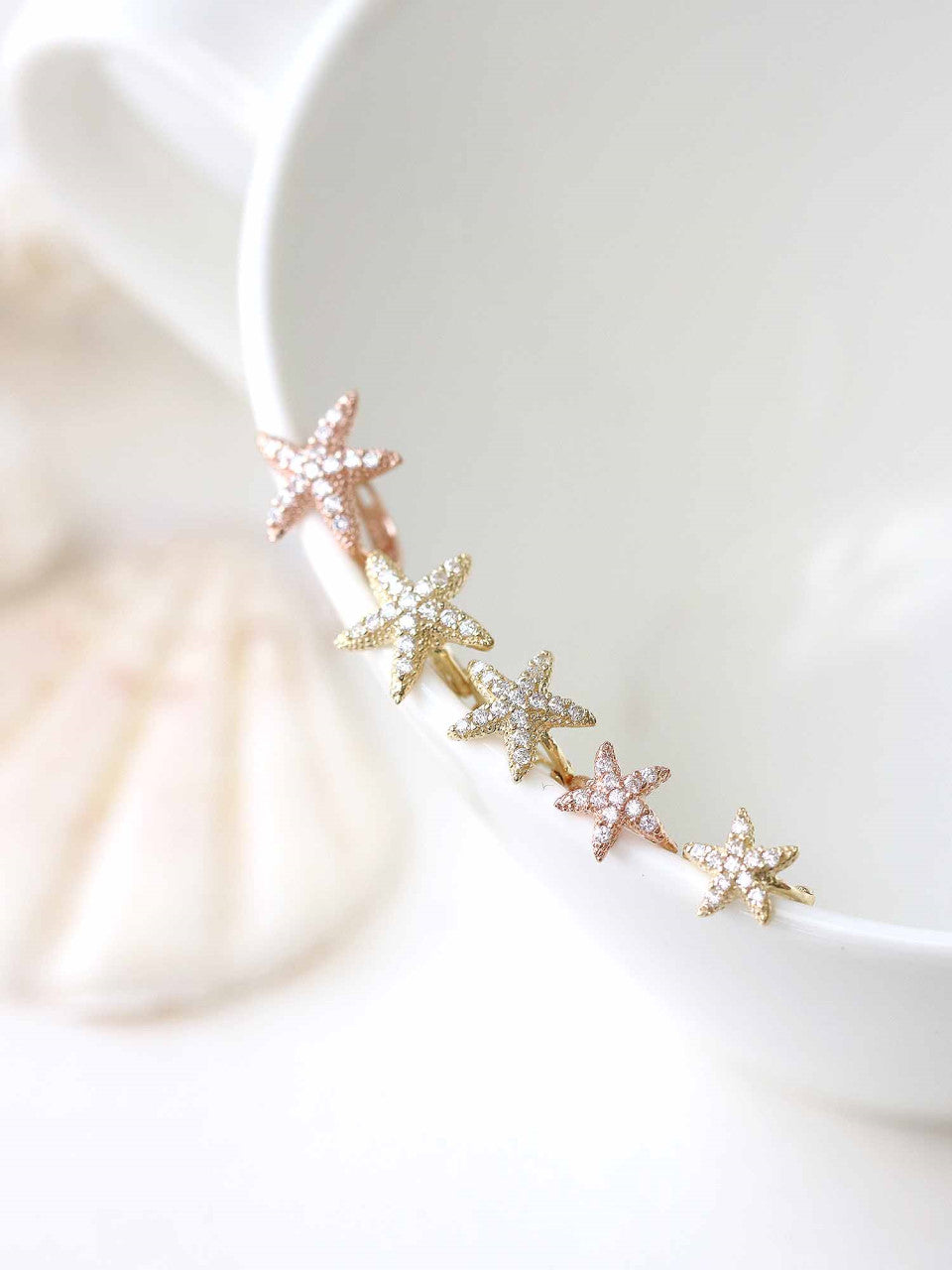 14K Gold Starfish Hoop Earring