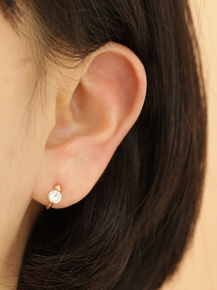 14K Gold Cubic Ball Hoop Earring