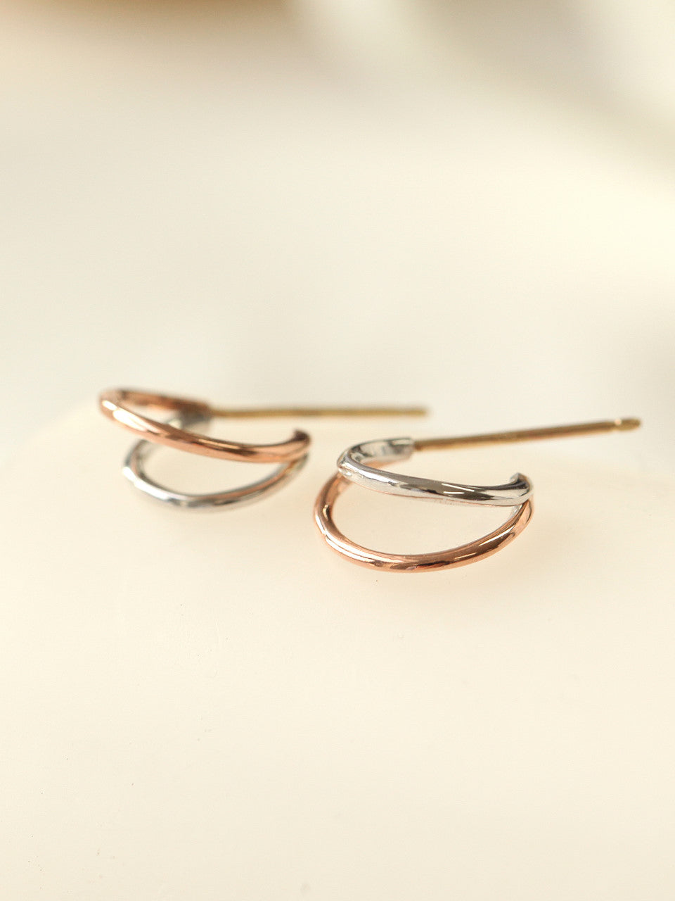 14K Gold 2Line Circle Hoop Earring