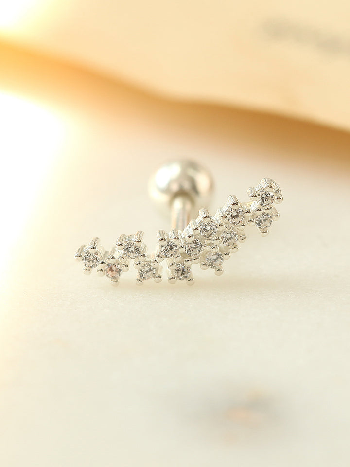 925 Silver Crown cartilage earring 16g