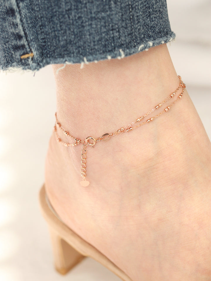 14K 18K Gold Cutting Ball Chain Anklet