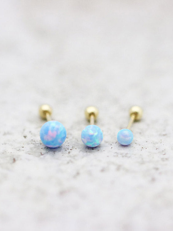 14K Gold Opal cartilage earring 20g