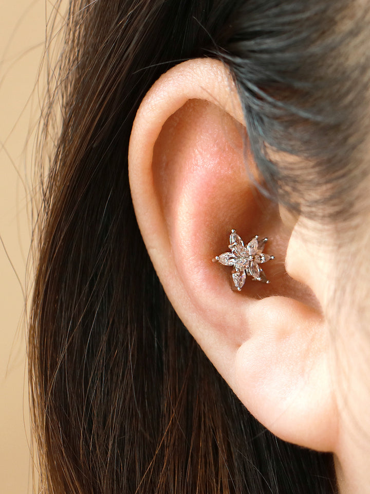 Crystal Pink Flower Piercing