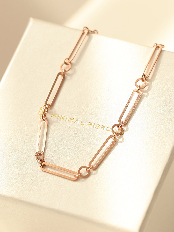 14K 18K Gold Round Square Circle Chain Bracelet