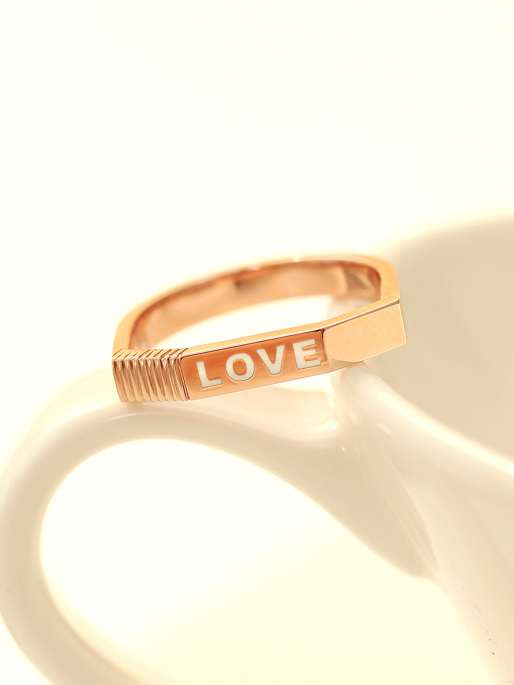 14K 18K Gold Enamel Love Ring