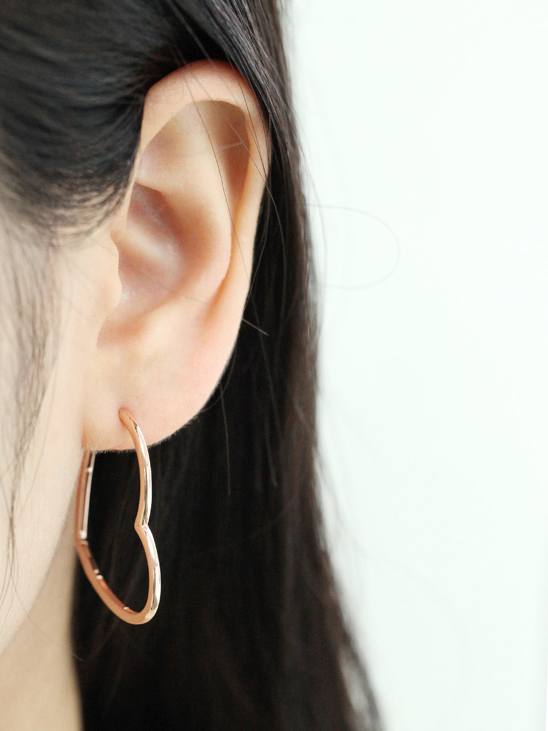 14K Gold Heart Hoop Earring