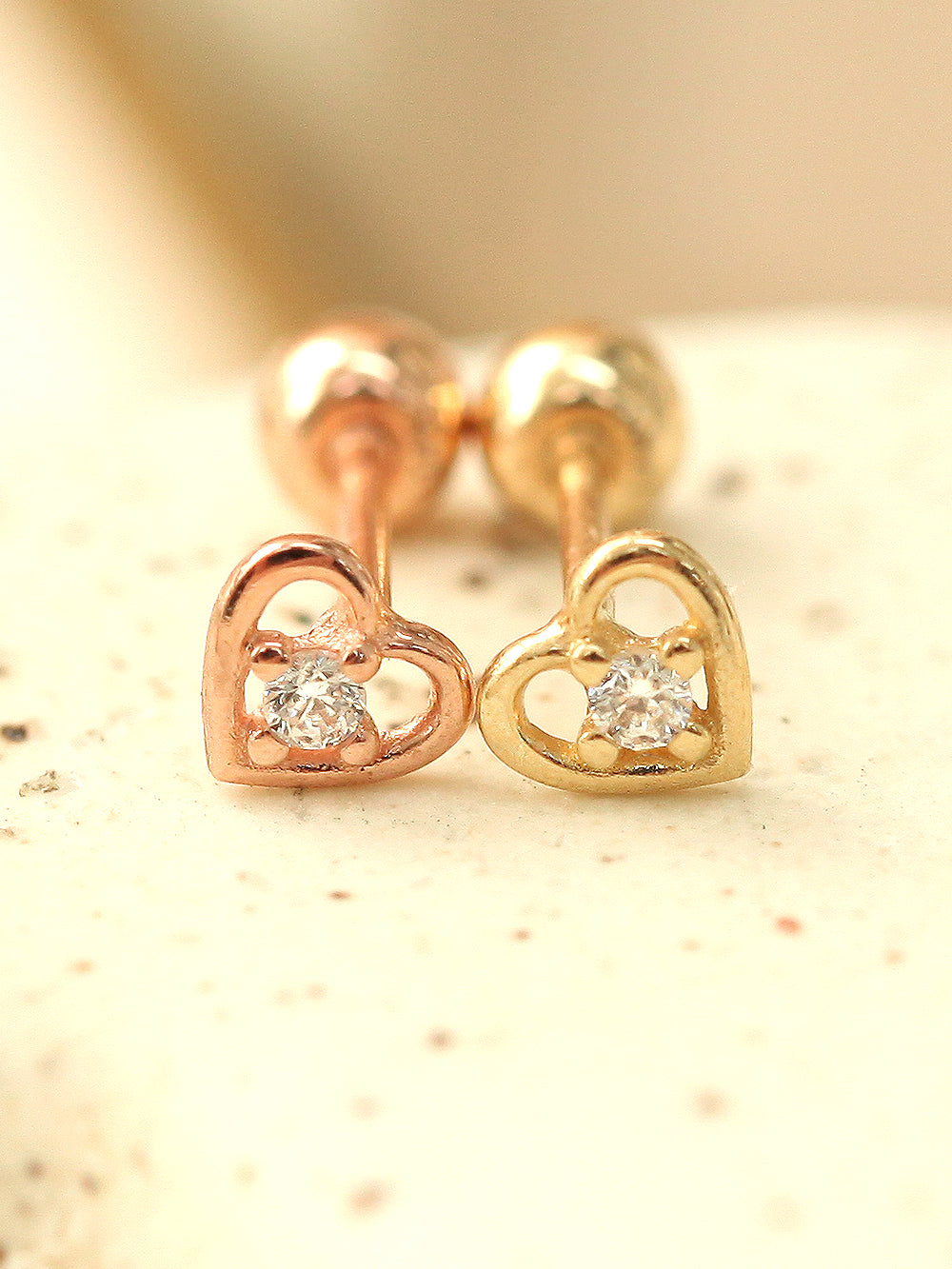 14K gold Mini Heart cartilage earring 20g