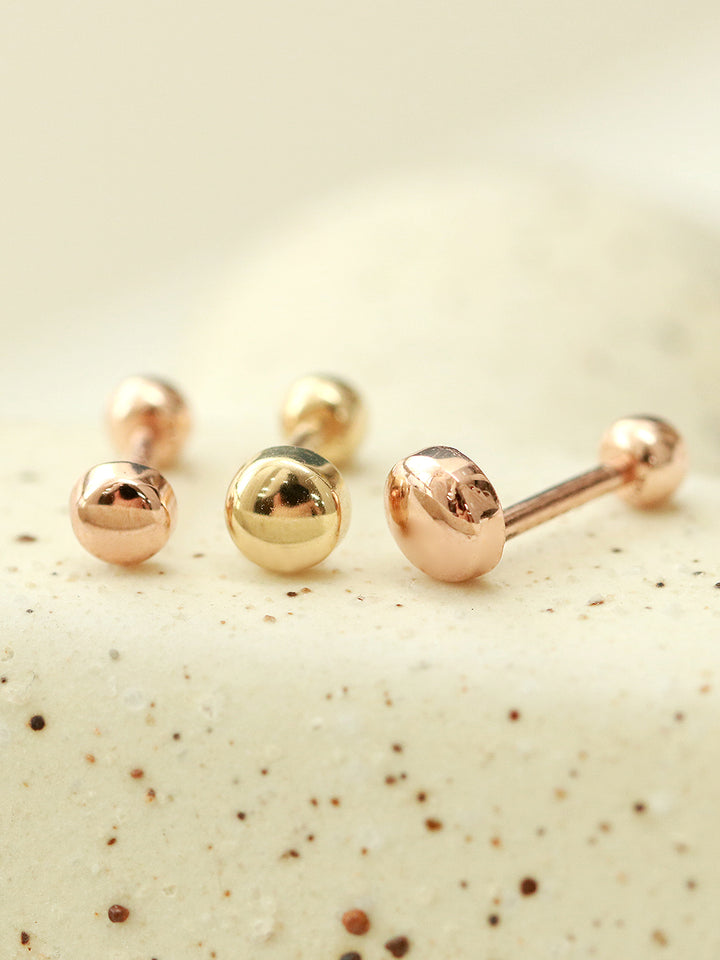 14K Gold Flat Ball Cartilage Earring 20G18G