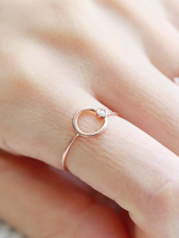 14K Gold Circle Cubic Ring