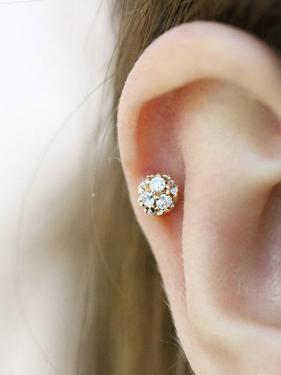 14K Gold Classic Cubic Ball Piercing 18g