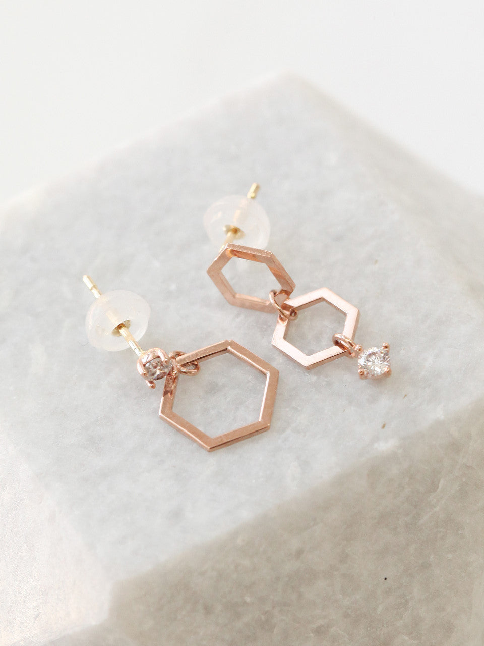 14K Gold Honeycomb Drop Earring