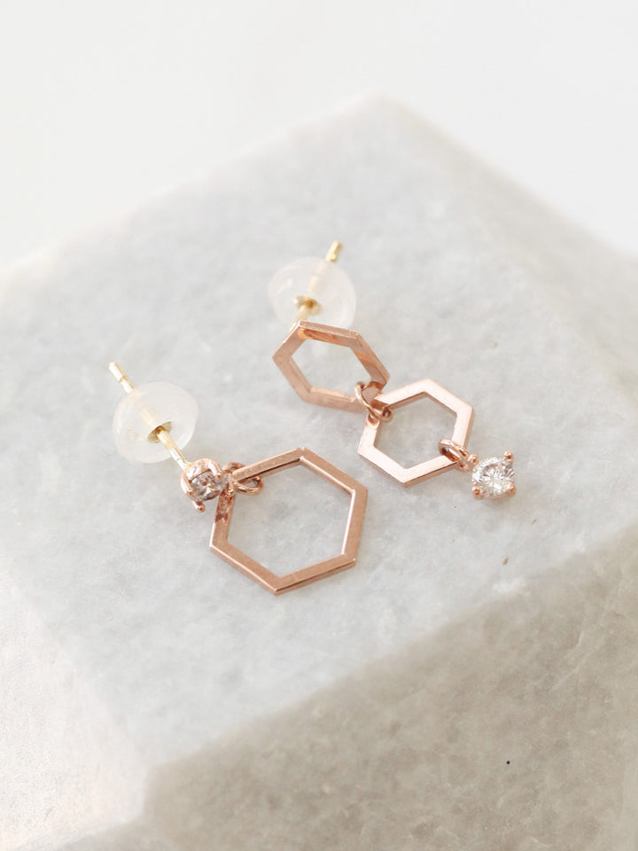 14K Gold Honeycomb Drop Earring