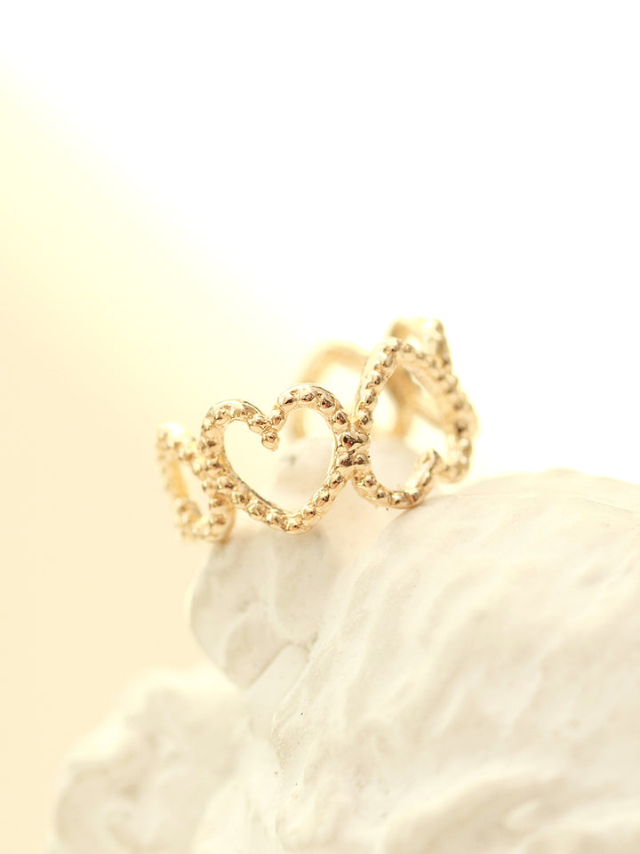 14K Gold Bubble Heart Ear Cuff