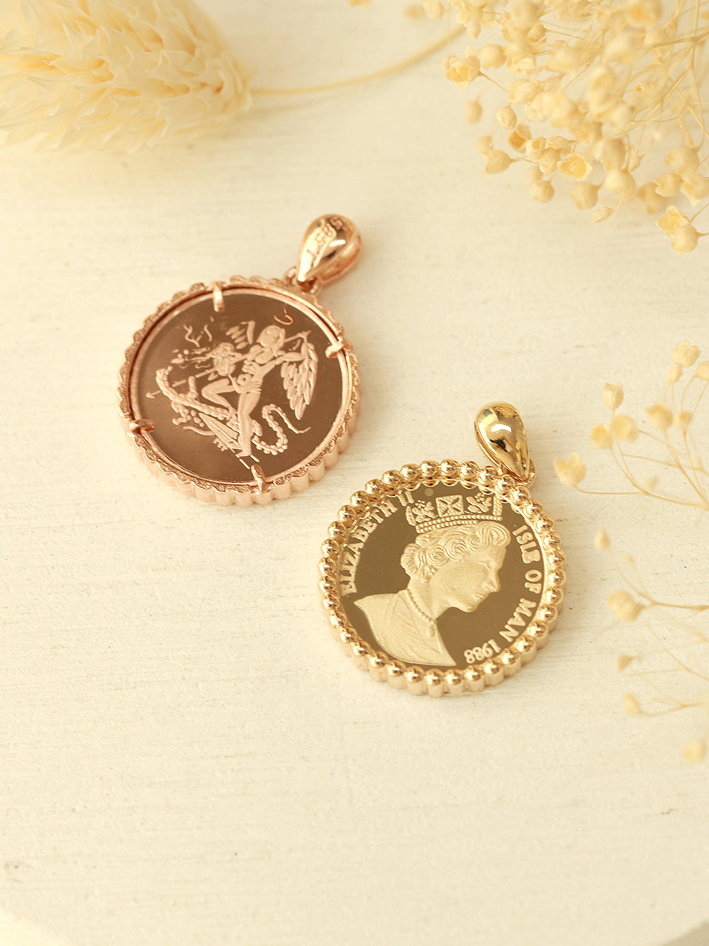 14K 18K Gold Coin Pendant Necklace