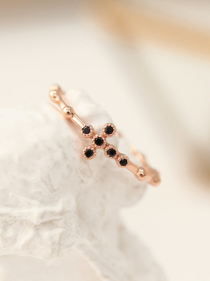 14K 18K Gold Cross Onyx  Ring