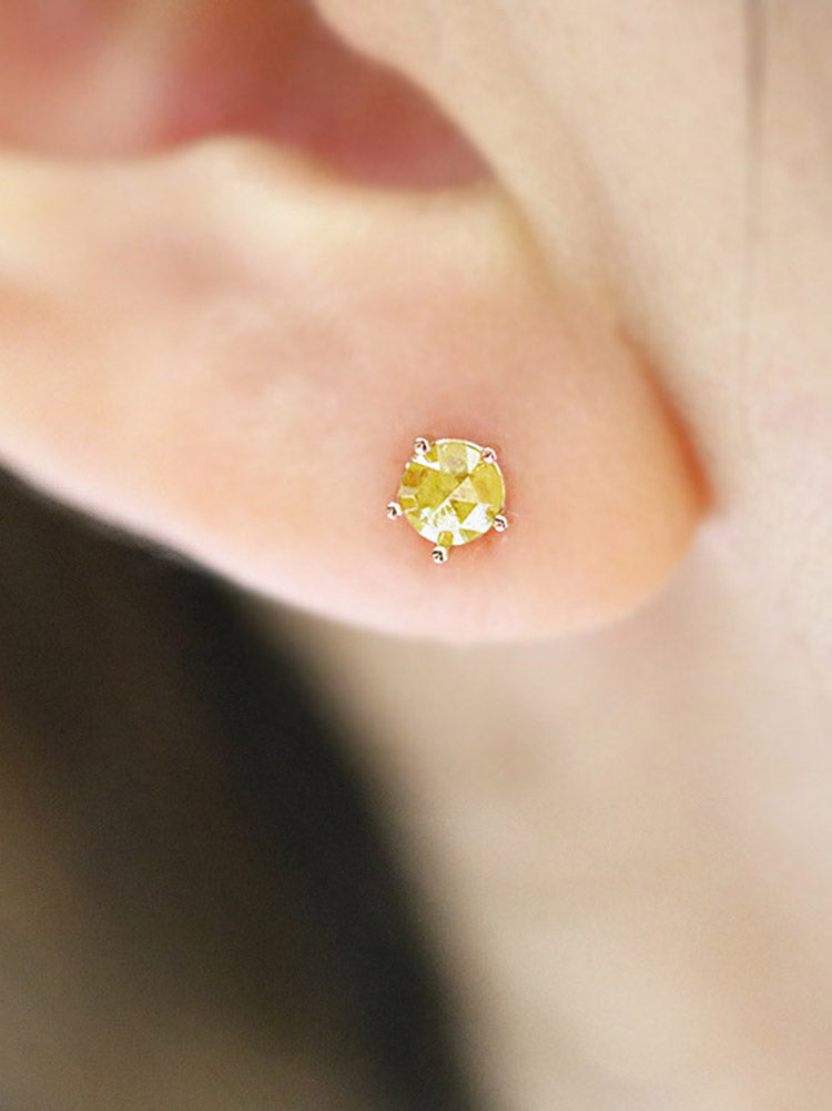 14K Gold Rough Diamond Cartilage Earring 4mm 18g