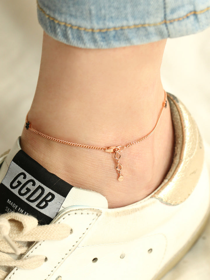 14K 18K gold Black star Anklet