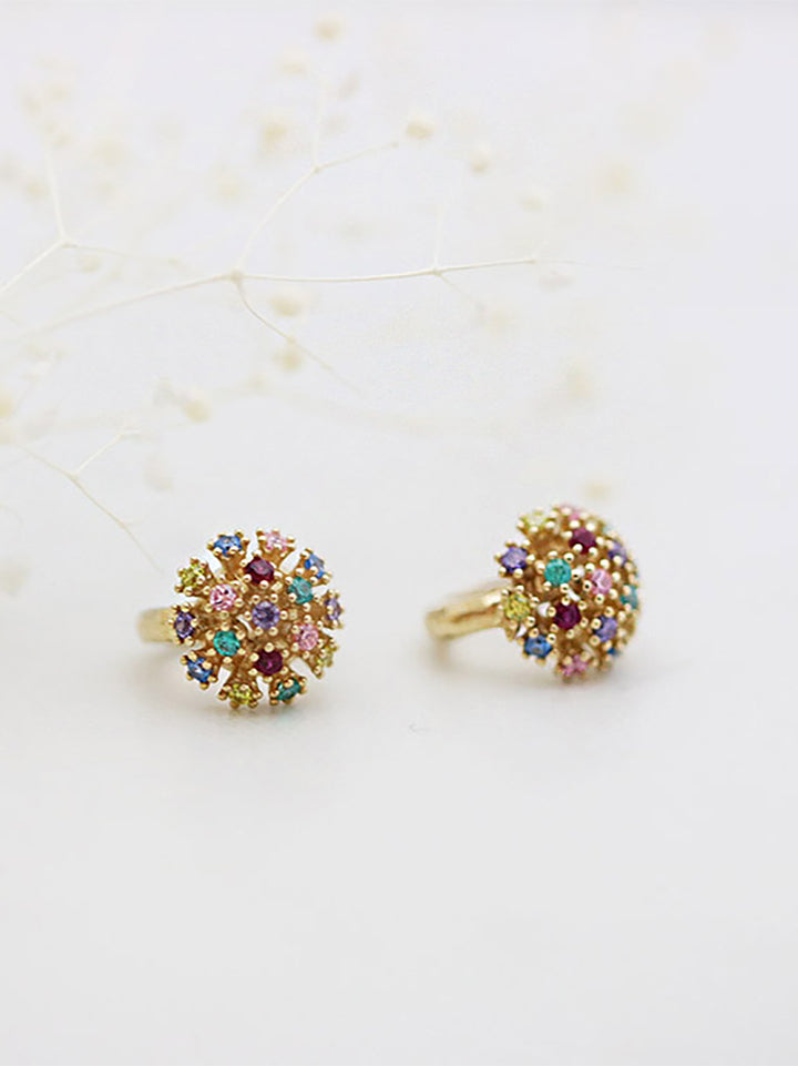 14K Gold Multi Color Hoop Earring