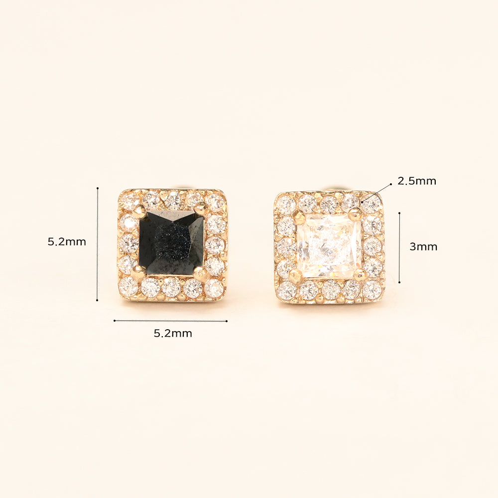 14K Gold Bling Square CZ Cartilage Earring 20G18G16G