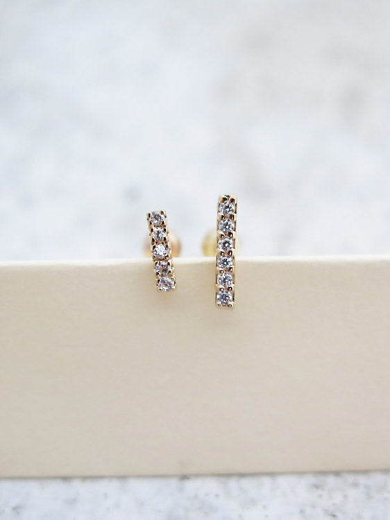 14K Gold CZ Stick Cartilage Earring S,L 18G16G