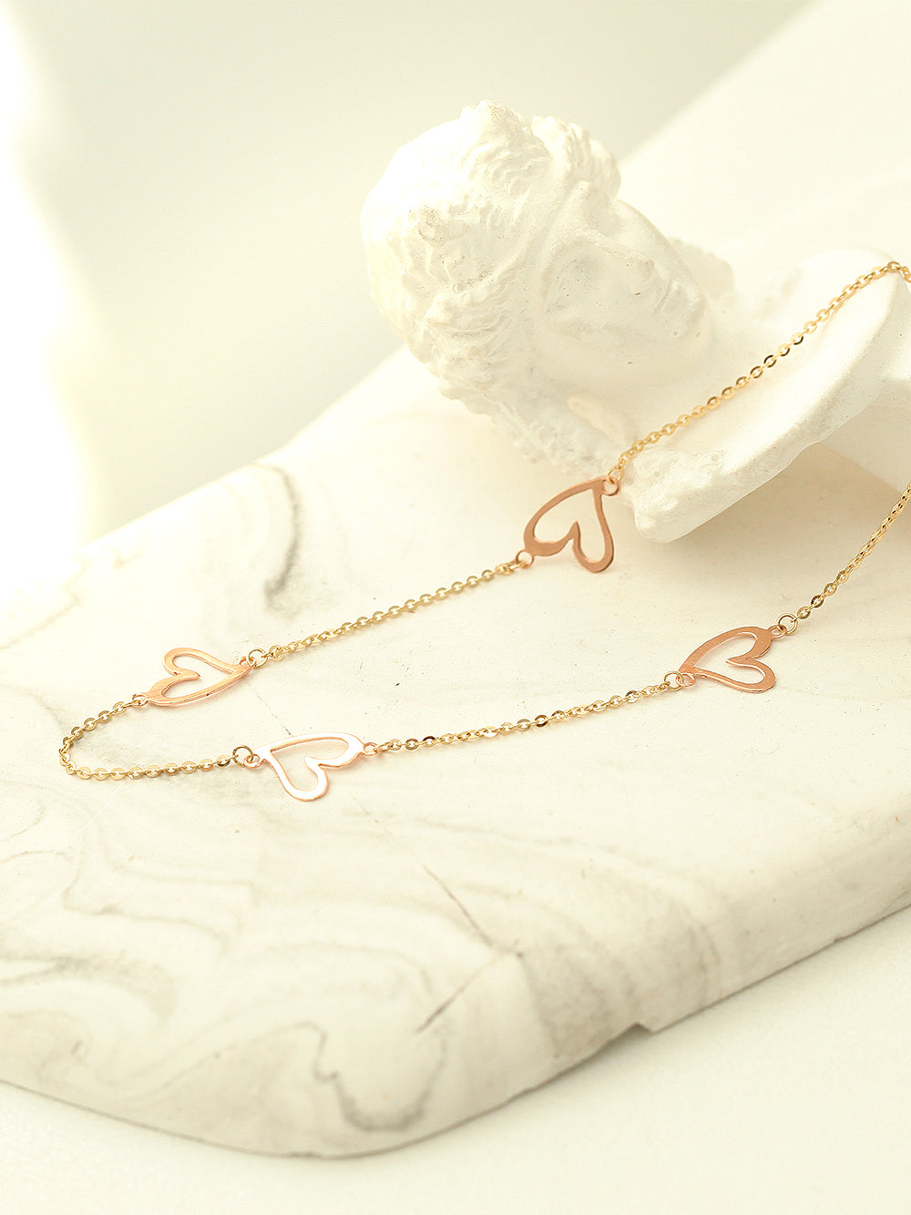 14K Gold Lovely Heart Chain Anklet Bracelet