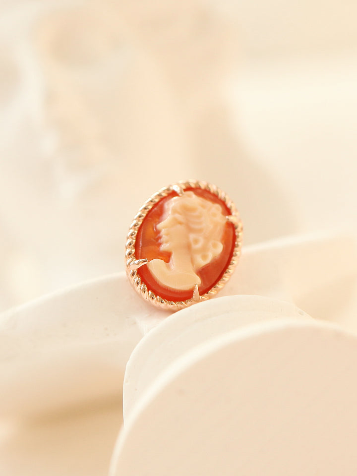 14K Gold Cameo Cartilage Earring 18G16G