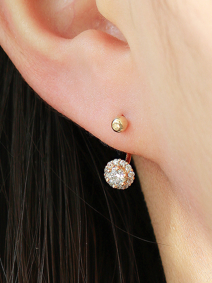 14K Gold Cubic Curve Tragus Piercing 18G16G