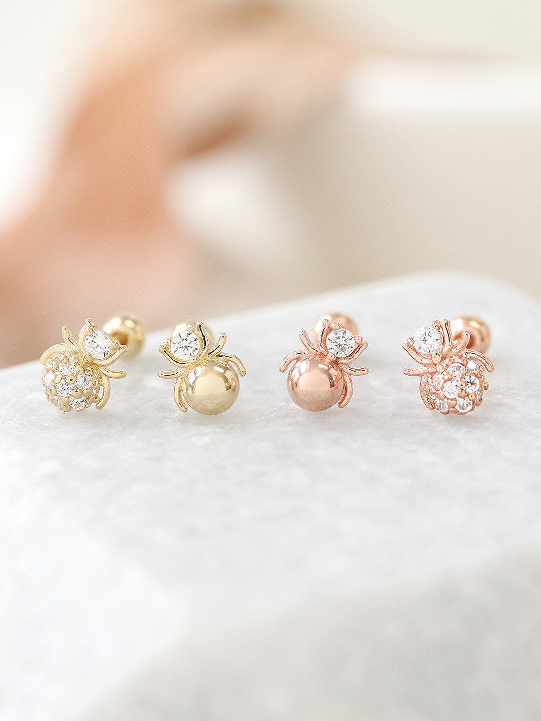 14K gold Mini Spider cartilage earring 20g