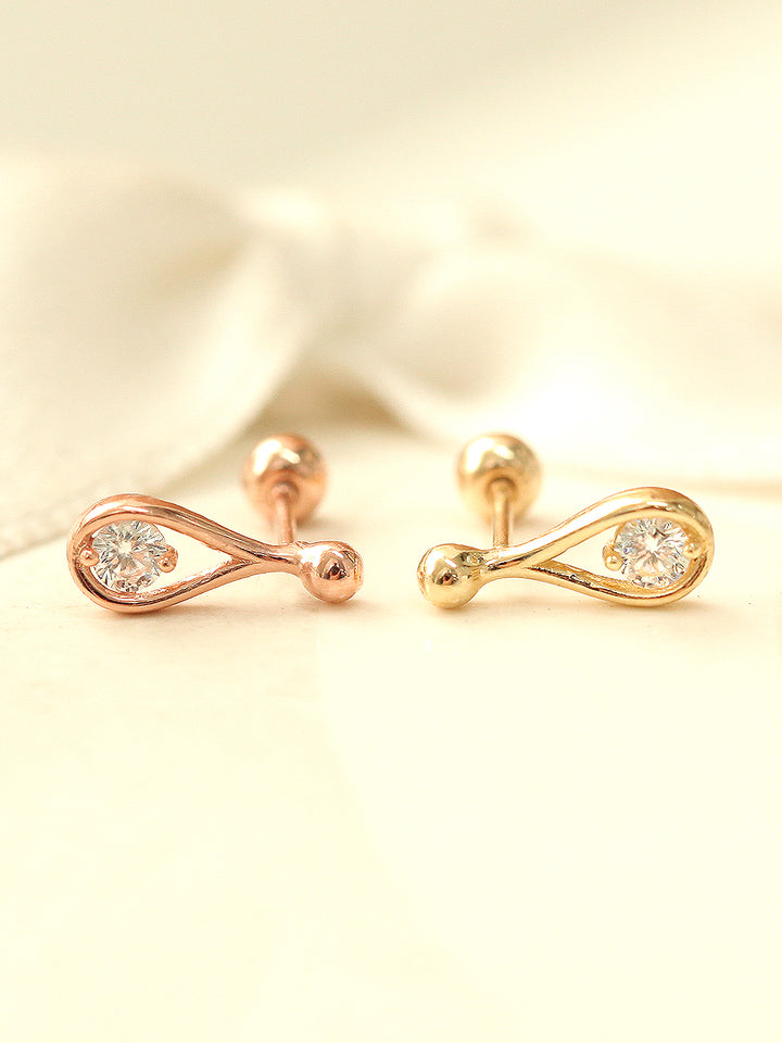 14K gold Cubic Teardrop cartilage earring 20g