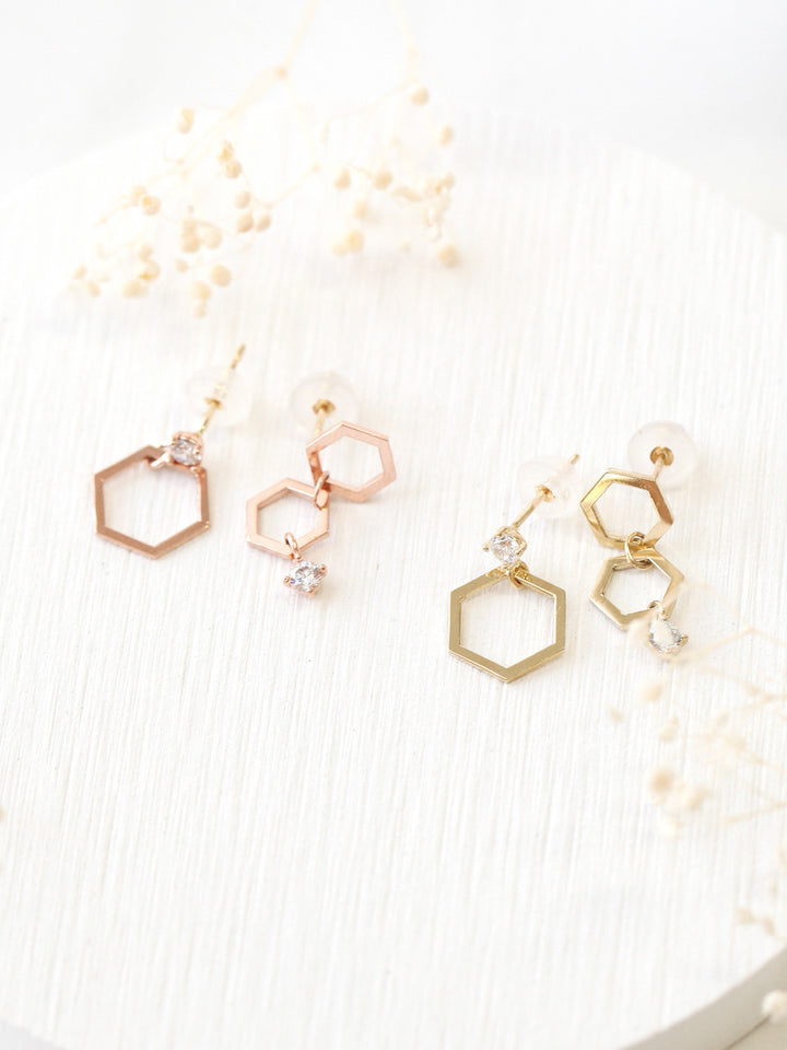 14K Gold Honeycomb Drop Earring