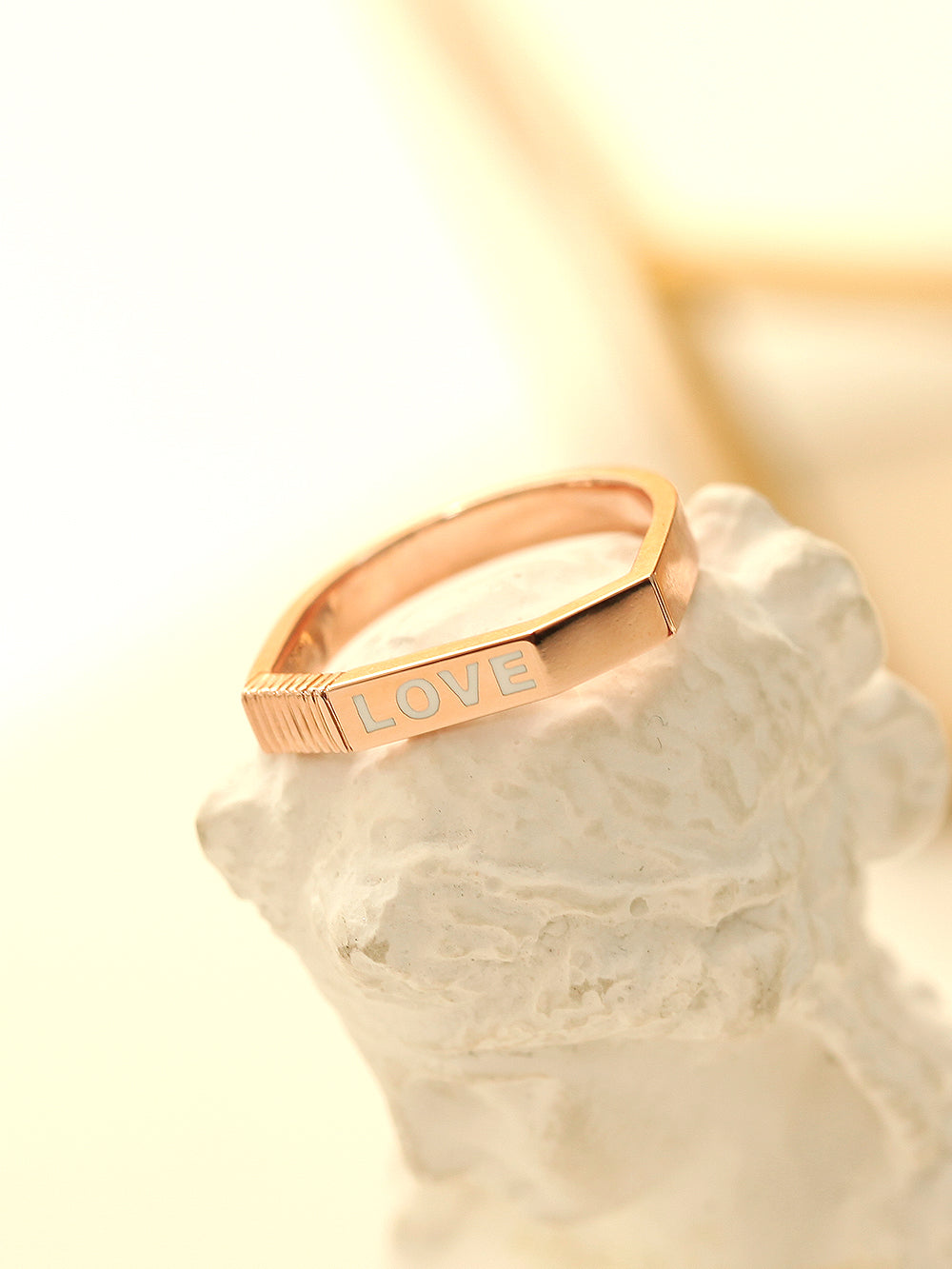 14K 18K Gold Enamel Love Ring