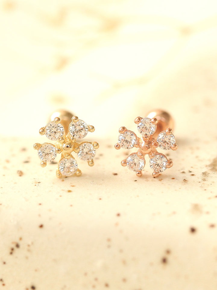 14K gold Mini Daisy Cubic cartilage earring 20g