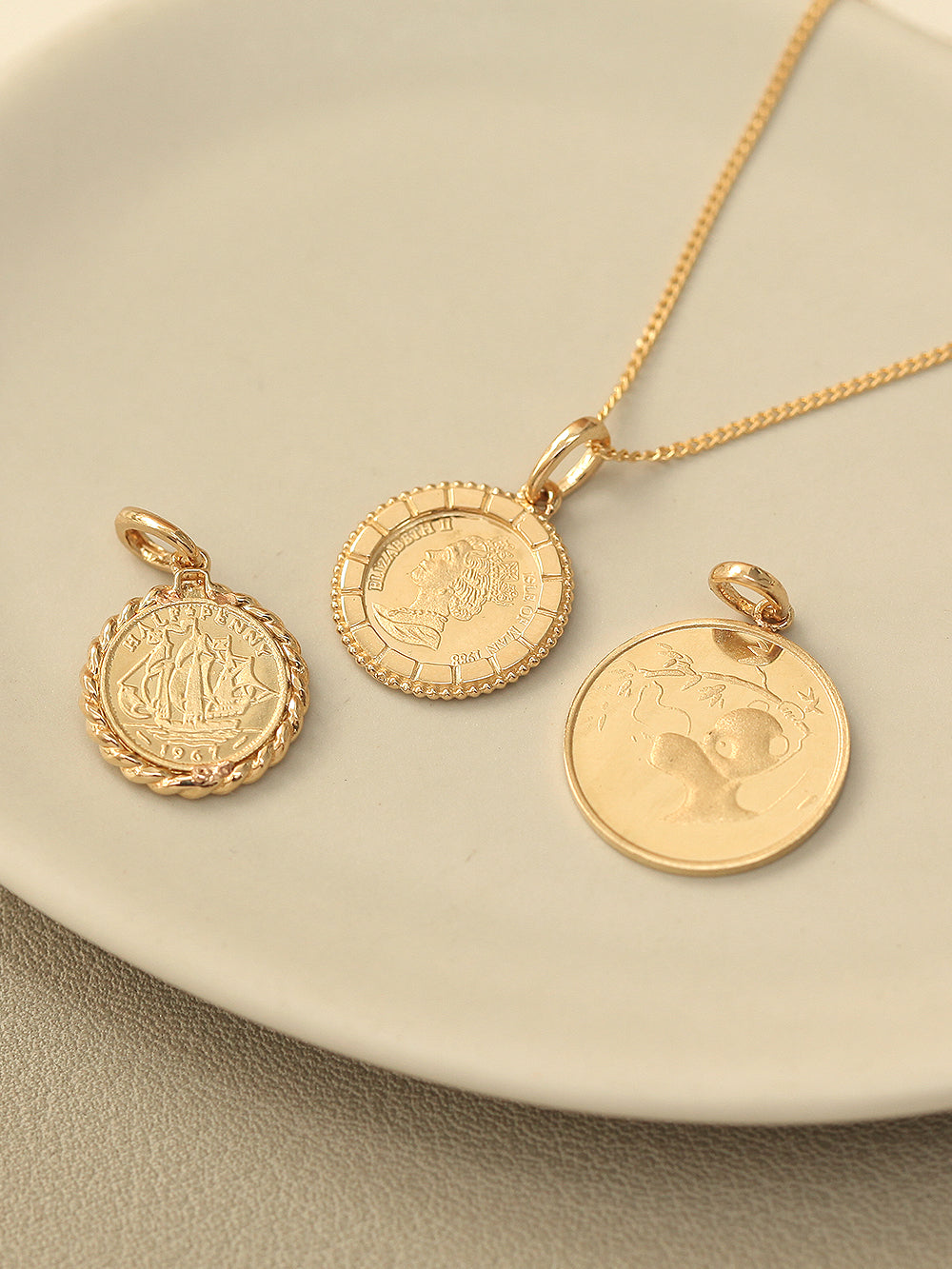 14K Gold Coin Necklace Pendant