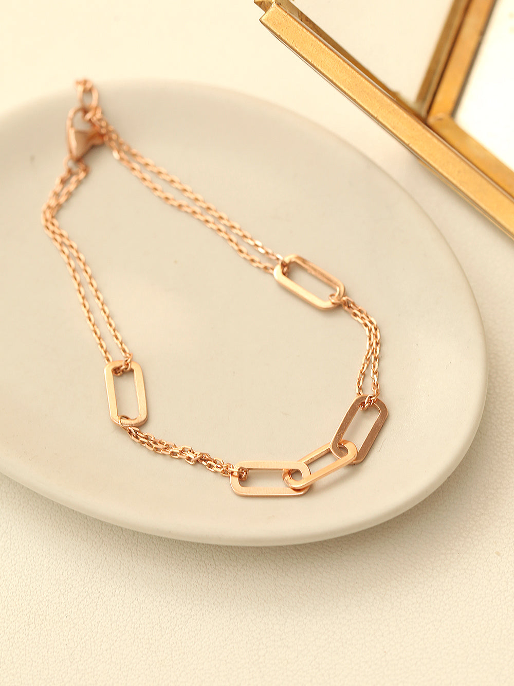 14K 18K Gold Clip Link Chain Bracelet