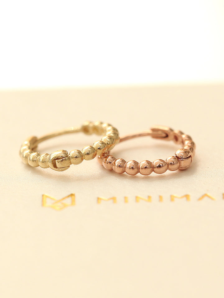 14K Gold Bubble Ball Hoop Earring