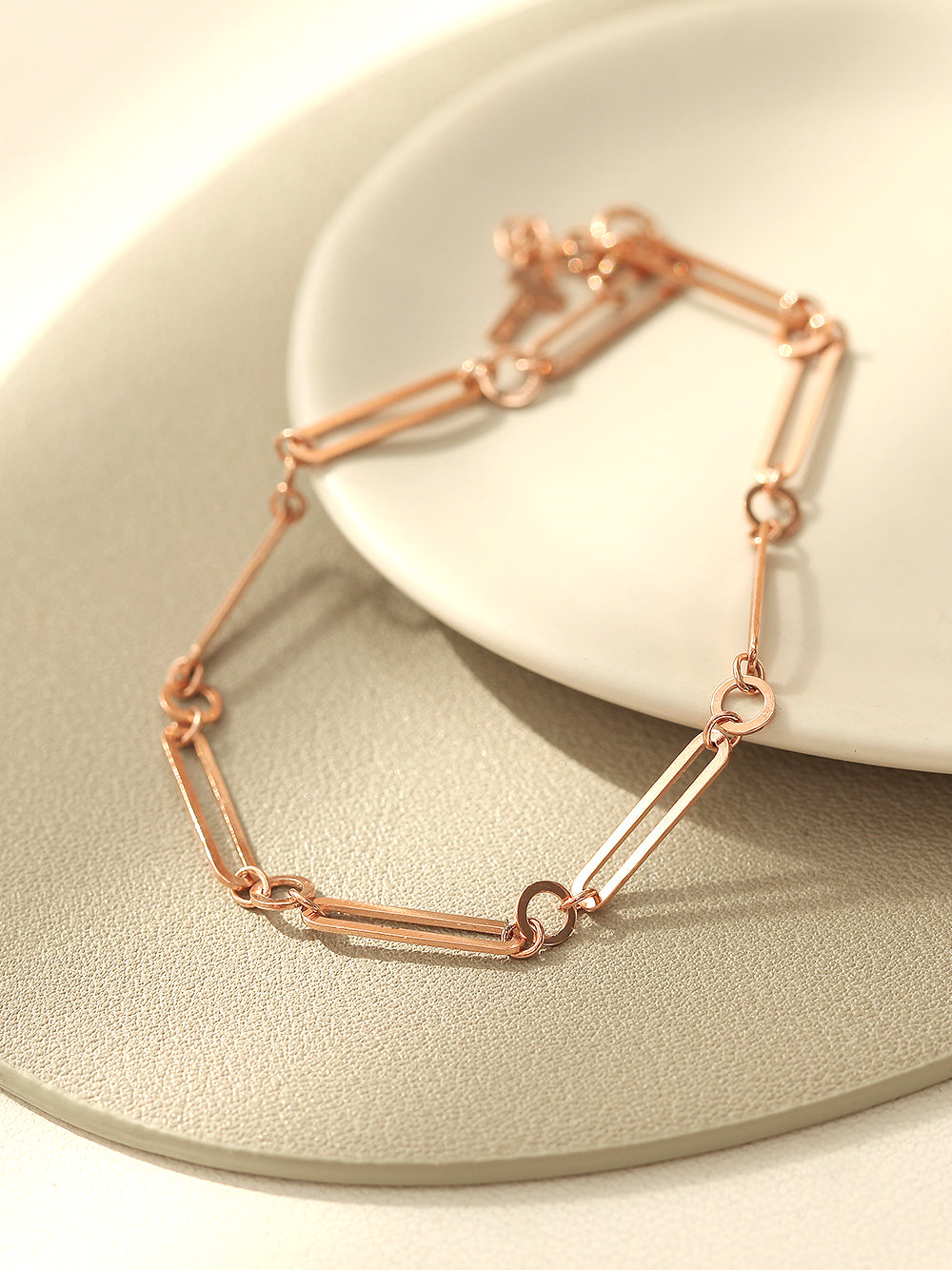 14K 18K Gold Round Square Circle Chain Bracelet