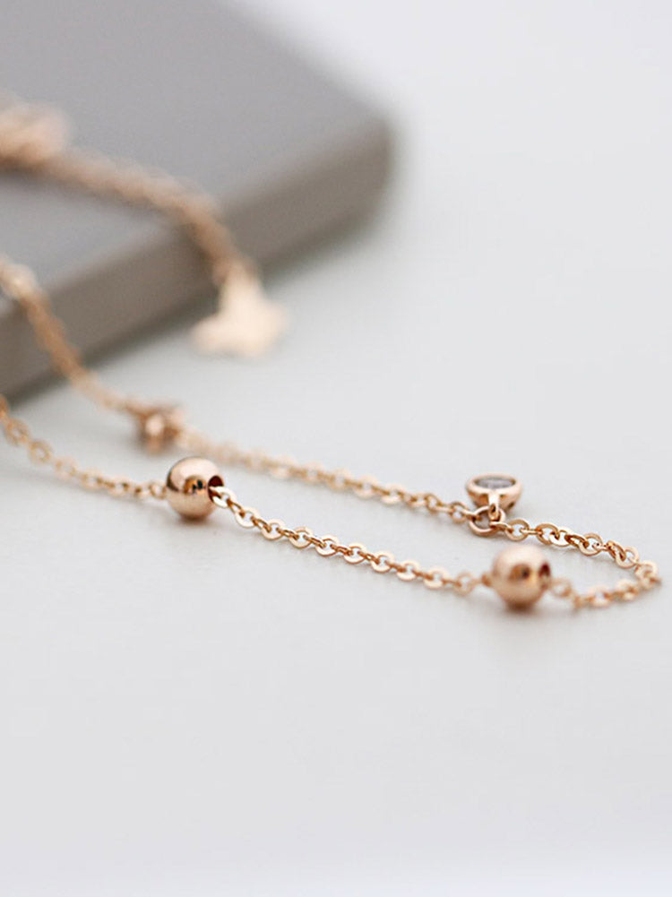 14K Gold Ball Cubic Anklet