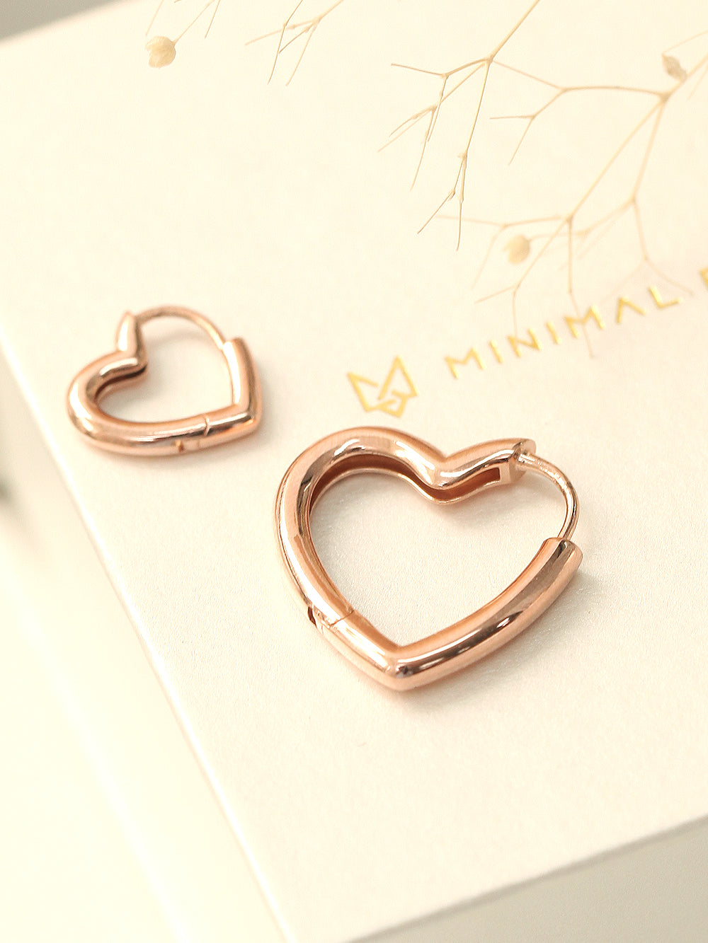 14K Gold Volume Heart Hoop Earring