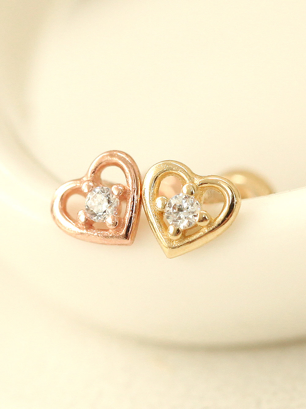 14K gold Mini Heart cartilage earring 20g