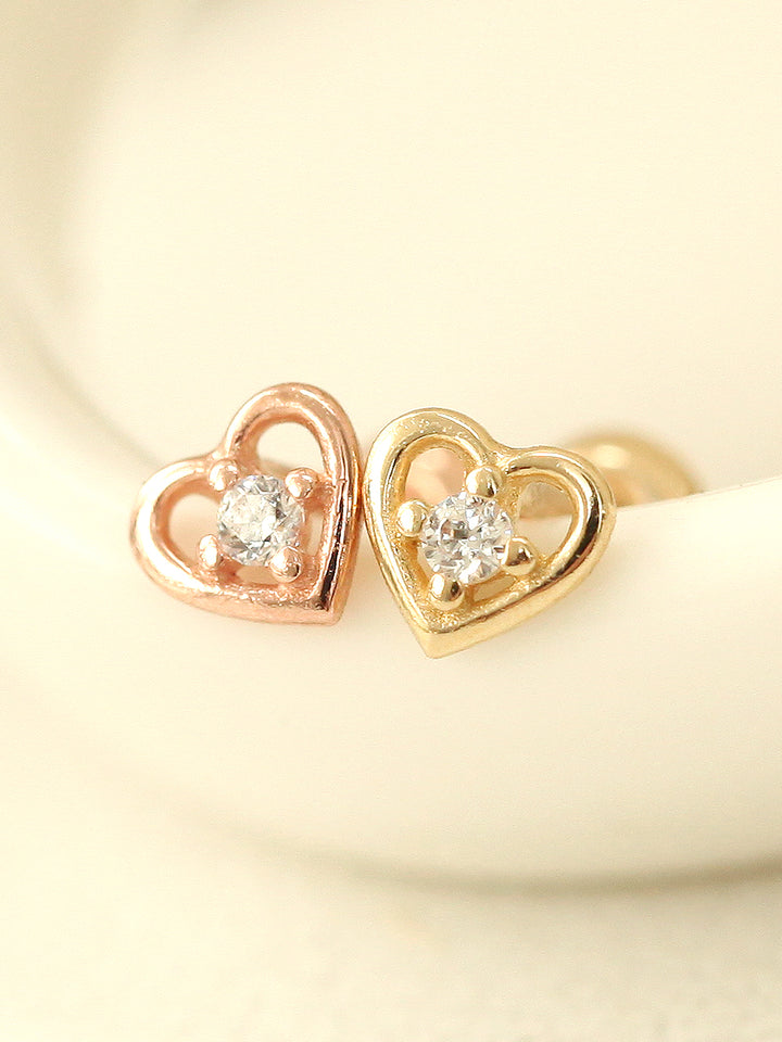 14K gold Mini Heart cartilage earring 20g