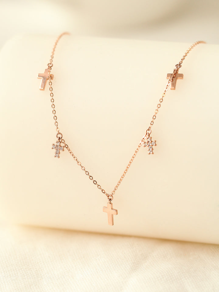 14K 18K Gold Multiple Cross Cubic Necklace