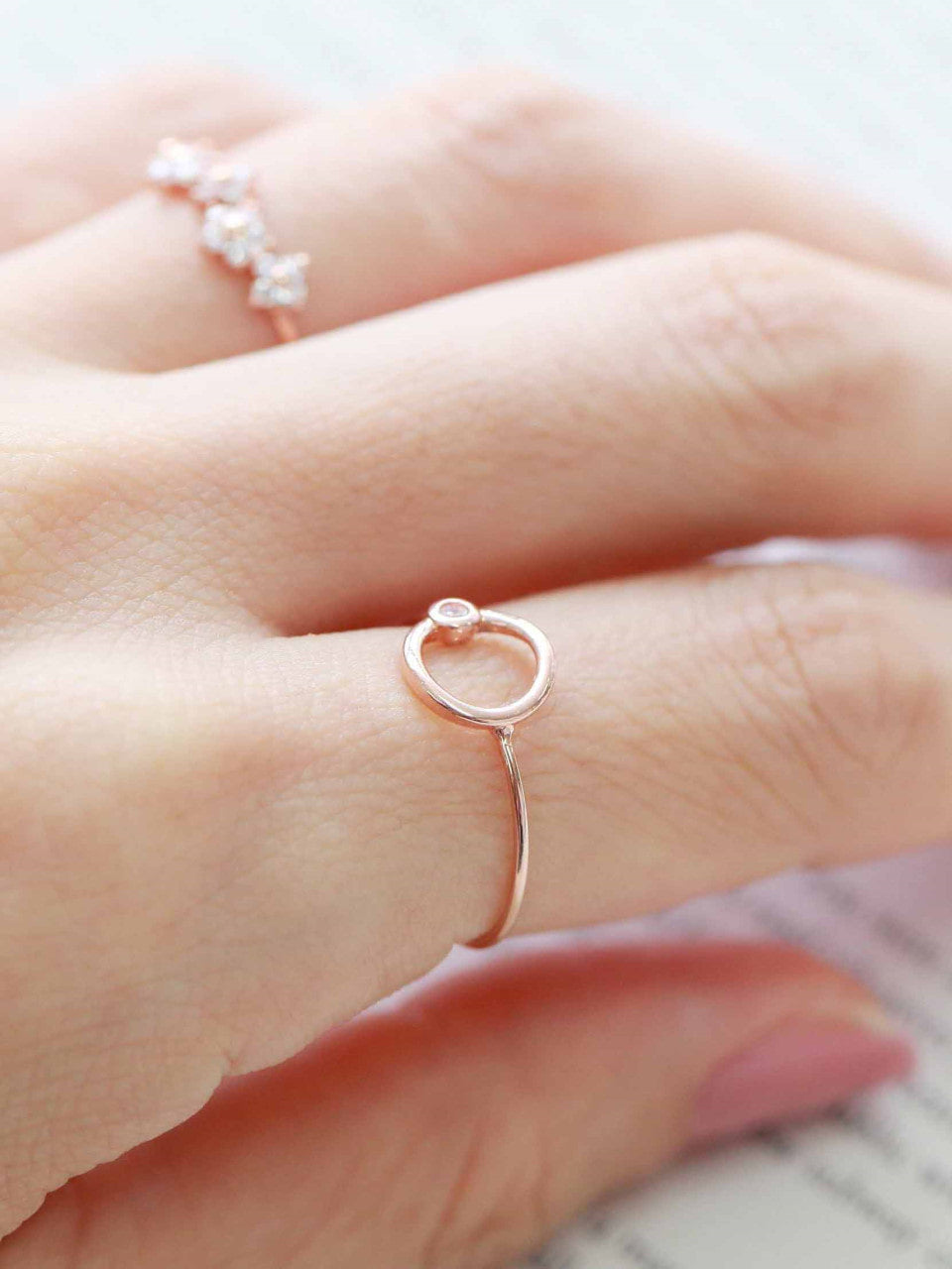 14K Gold Circle Cubic Ring